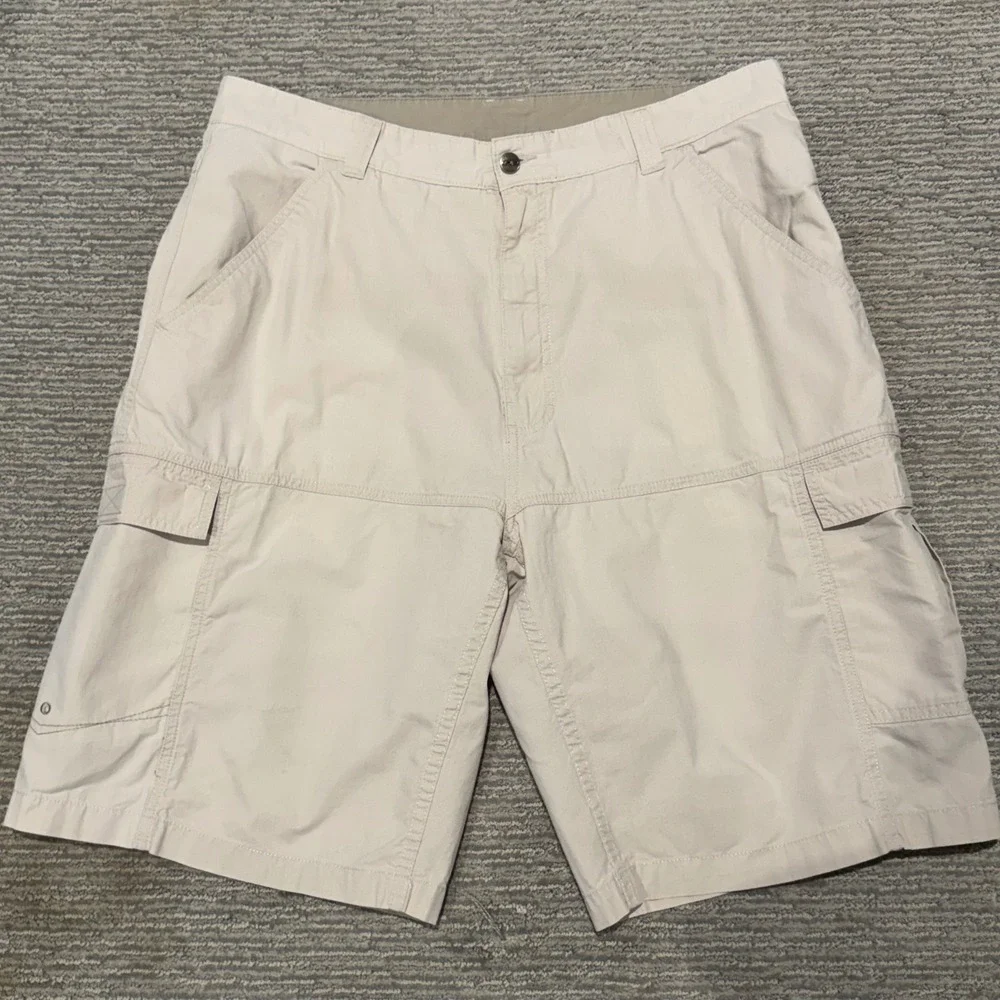Ocean Pacific OP Sport Mens Cargo Shorts Tan Khaki Ripstop Cotton Size 38